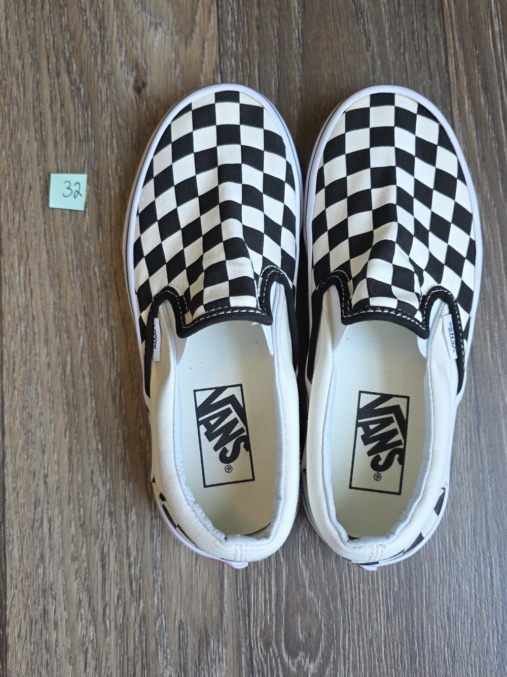 Vans Womens Slip-On Checkerboard Sneakers - Black & White
